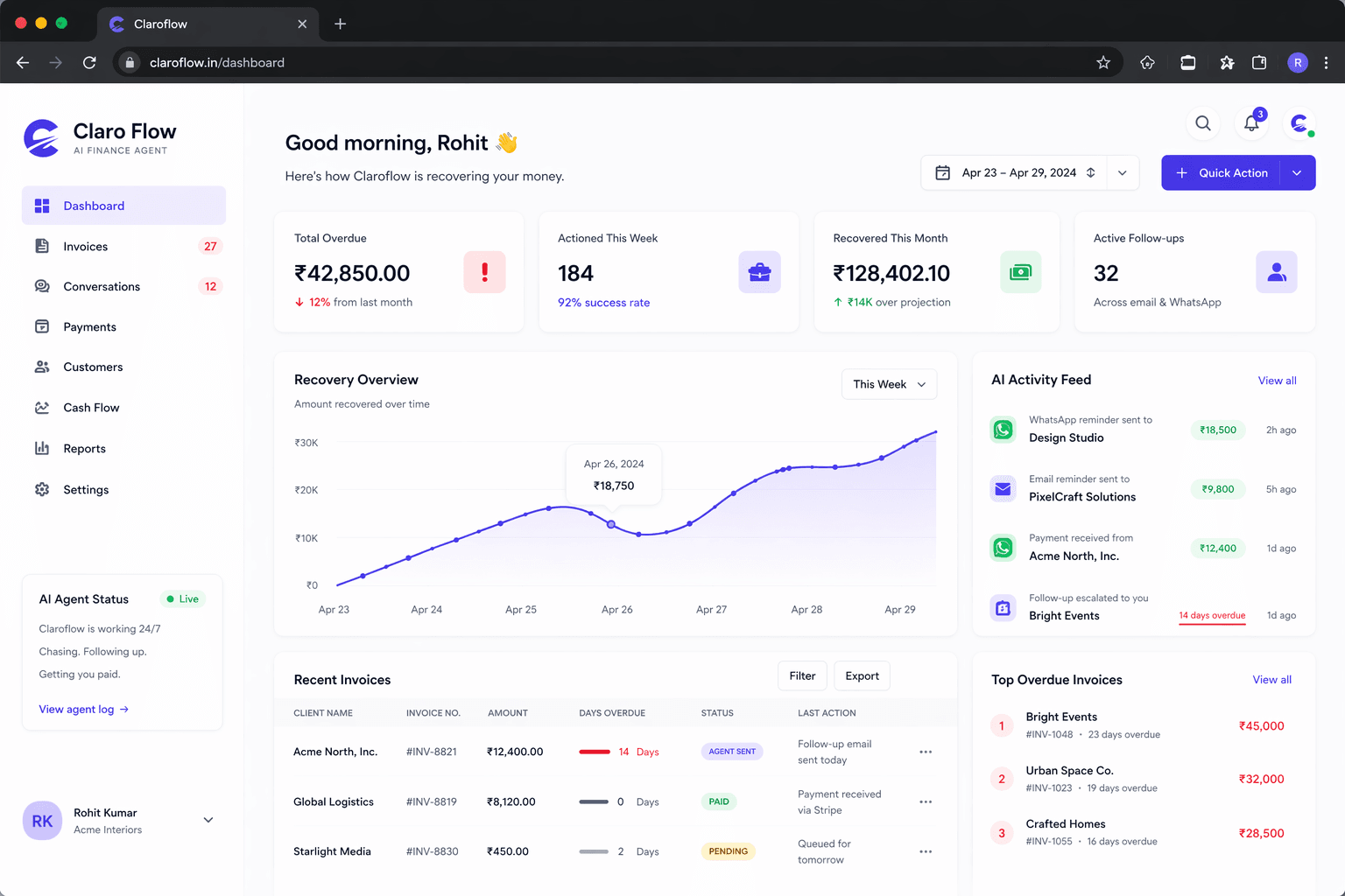 Claro Flow Dashboard